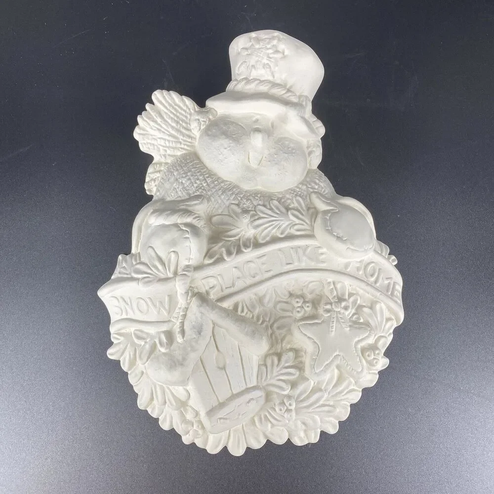 Ready to Paint Ceramic Bisque Snowman Plaque 10” Snow Place Like Home Christmas